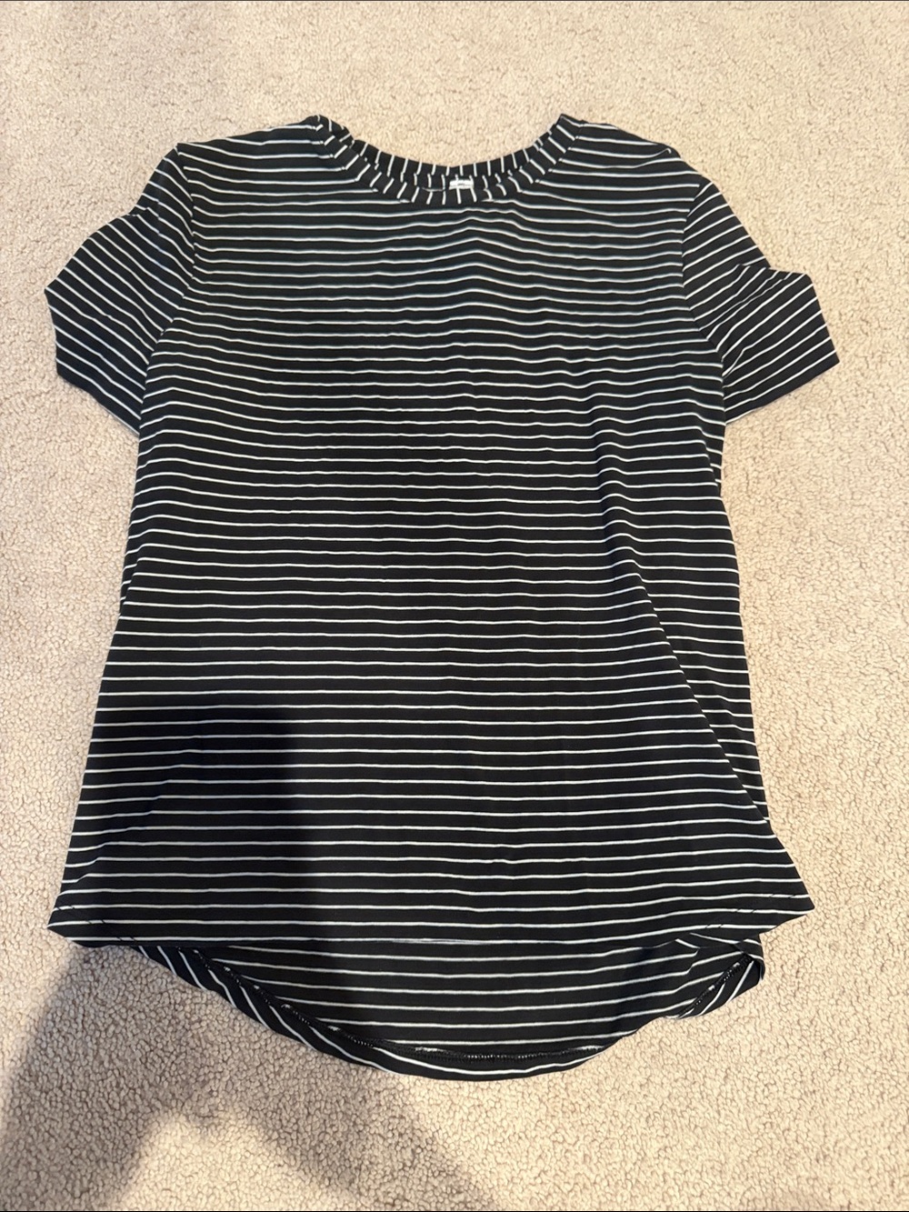 Lululemon Women’s Black & White Striped Short Sleeve Top